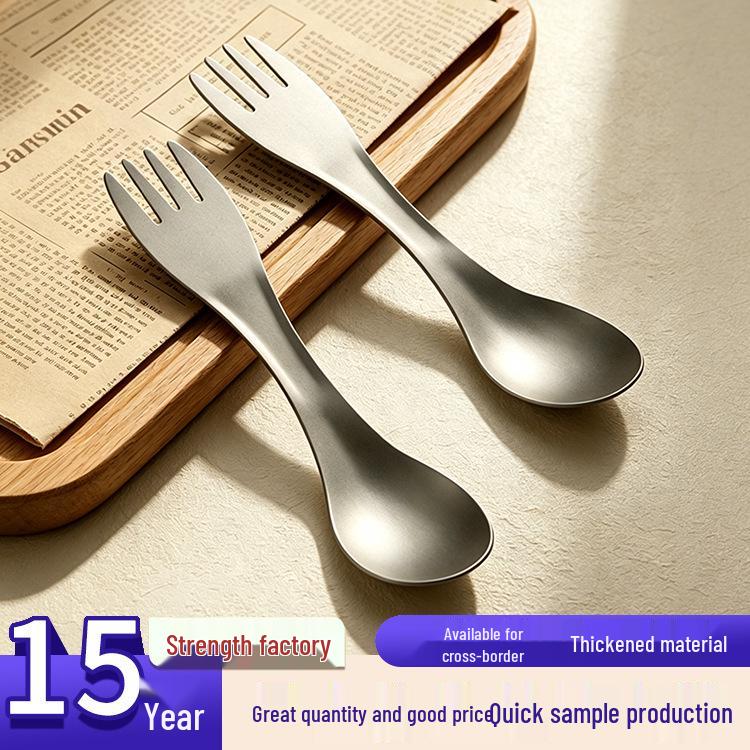 Titanium Oxide Dual-Use Camping Spoon Fork – Multifunctional Outdoor Tableware
