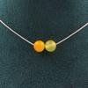 Stones and Minerals. Necklace 2 Yellow Sardonyx Beads 8 Mm Stainless Steel Chain Necklace for Women, Men. Customizable Size.