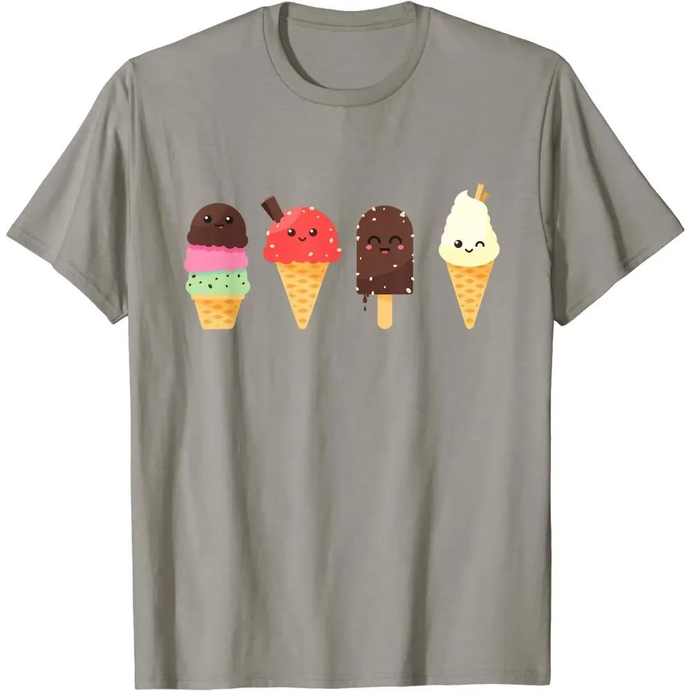 Мультяшные футболки для любителей мороженого на лето, мужская одежда, повседневные хлопковые футболки на каждый день, на все четыре сезона, оверсайз футболка S-6XL
