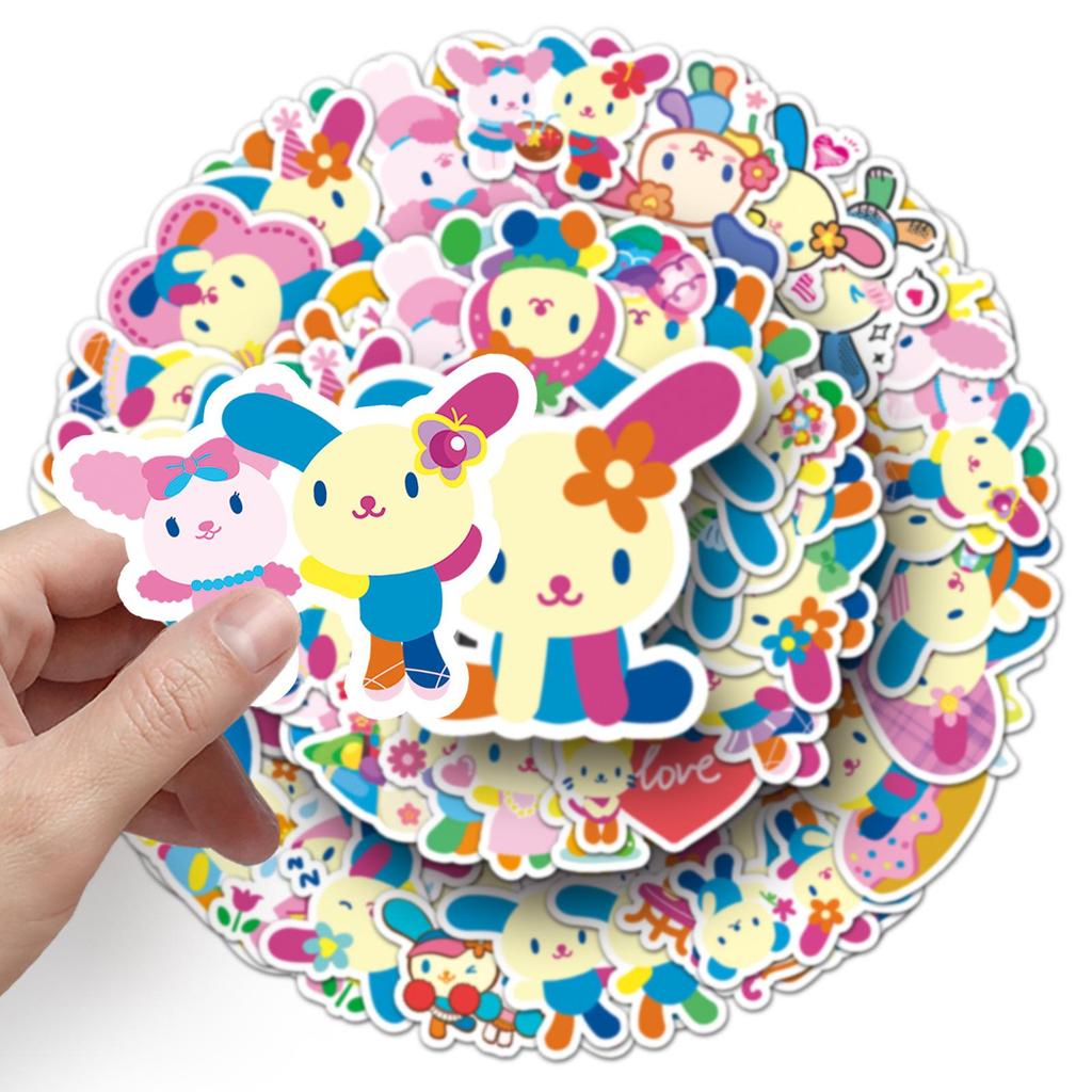 50 Листов Милые Кролики и Цветы Sanrio Наклейки - Водонепроницаемые Мультяшные Моти Украшение для Чехлов Телефона.