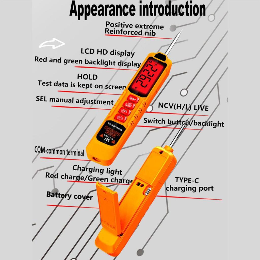 DC Voltage Tester Portable Detector LED Digital Display Battery Voltage Tester With Extended Spring Wire & Probe For RV Trailer