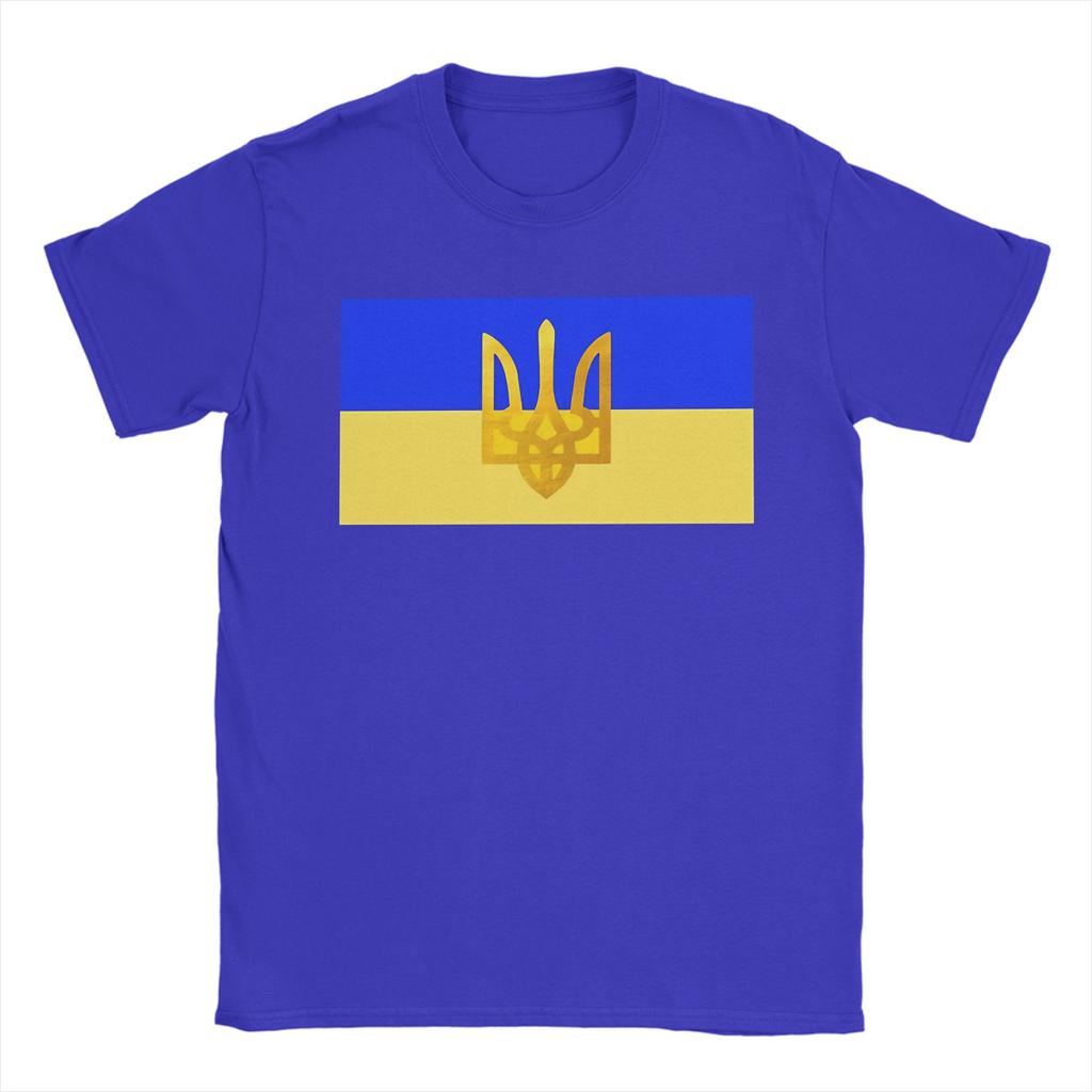 Футболка с флагом Украины для мужчин Потрясающая хлопковая футболка Круглый вырез Короткий рукав Футболки Подарок на день рождения Топы
