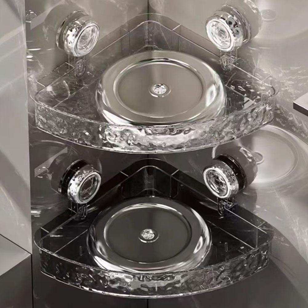 Suction Cup Bathroom Storage Shelf No Drill Clear Wall Caddy Multifunctional Floating Shelf Shampoo Holder Bathroom Accessories