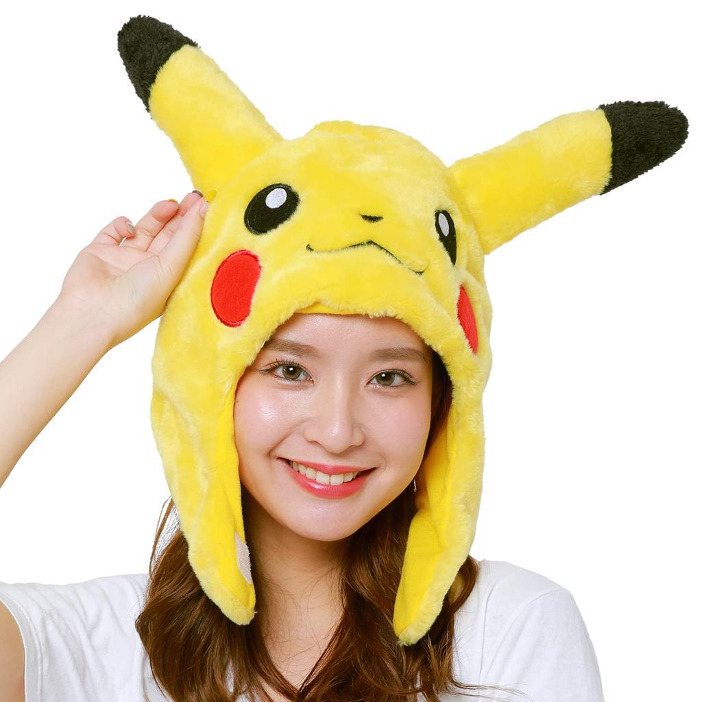 Sazac Fleece Kigurumi Cap, Pokémon Pikachu, TMY-027, One Size Fits All