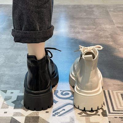 Ботинки Мартина весна и осень одинарные ботинки 2025 новые в зарубежном стиле на шнуровке однотонные короткие ботинки универсальные корейская версия на толстой подошве маффин Мар