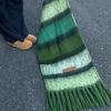 Women's Mohair Winter Scarf Cashmere Feel Tassel Scarf Colorful Striped Long Scarf Winter Shawls Wraps for Cold Weather