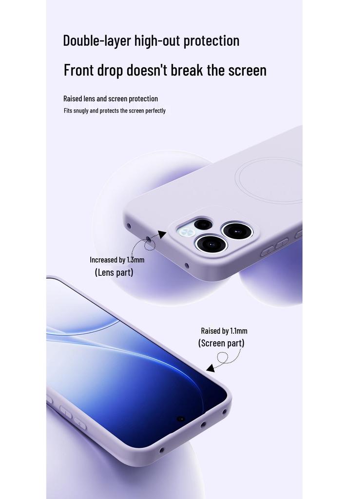 Магнитный противоударный чехол из жидкого силикона для OPPO Reno15F/Reno15C