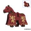 1pcs Medieval Horses Grey Bodies Blue Saddle Blankets White Horse Emblems Yellow Trims Building Block