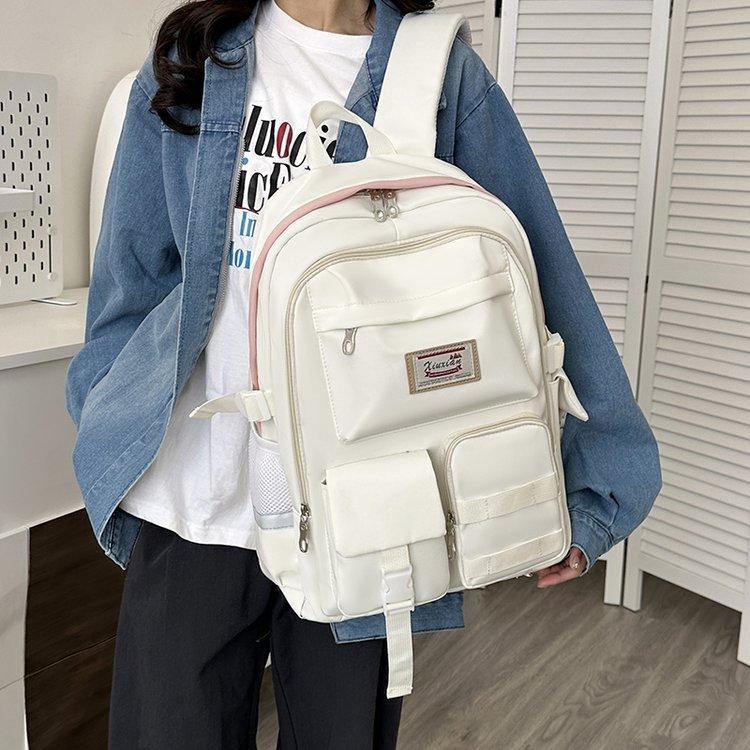 Schoolbag new ins trendy simple and lightweight burden reduction ridge protection versatile large-capacity schoolbag junior high school student