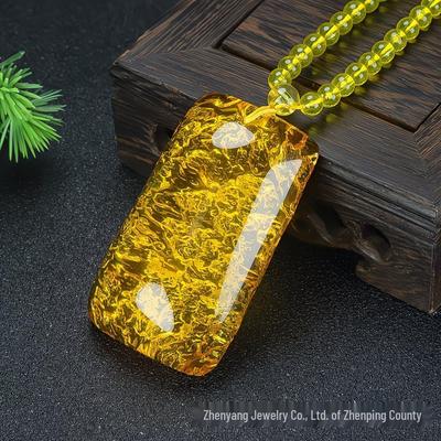 Самый продаваемый натуральный бирманский янтарный кулон с золотой янтарной цепочкой-ожерельем для мужчин и женщин
