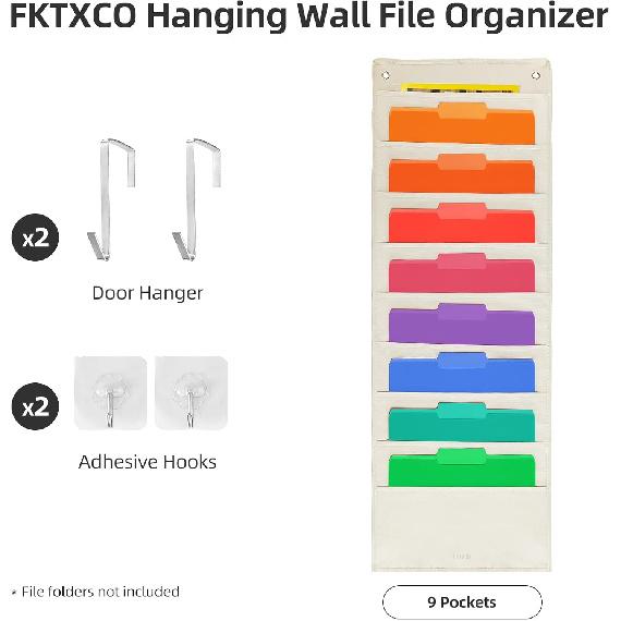 Подвесной настенный органайзер для файлов, Подвесной держатель для папок-файлов, Карманная таблица-органайзер для хранения бумажных документов, Карманная таблица для офиса и класса, с