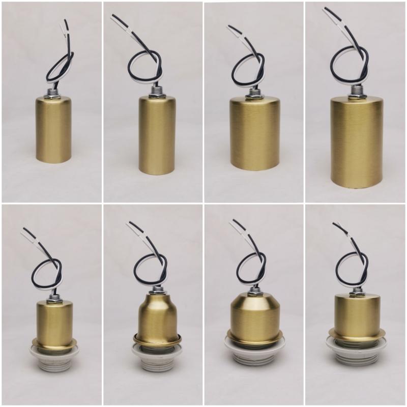 Brass Material E27 E14 Ceramic Lamp Holder With Wire Light Socket 100% Copper Cup Engineering Pendant Wall Lamp Accessories