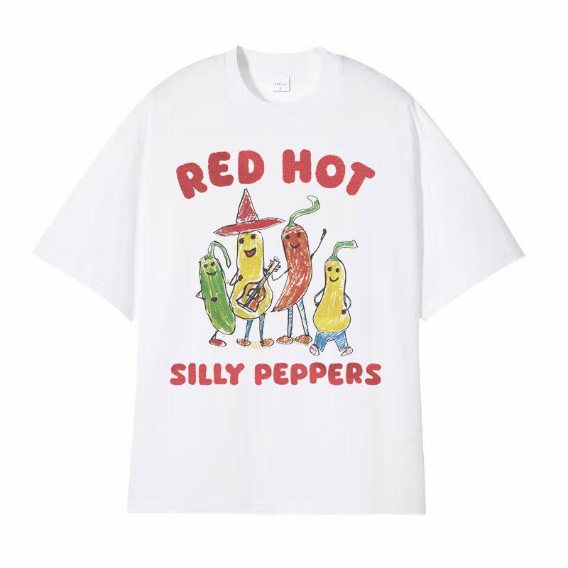 Red Hot Silly Peppers Funny Meme T Shirts Men Women Vintage High Quality Tops Tshirts Male Summer Casual Cozy Oversized Tshirt