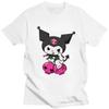 Vintage Kuromi Skull Cartoon Cat T Shirt Men Short Sleeves Soft Cotton T-shirt Streetwear Harajuku Leisure Tee Fashion Tshirts