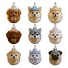 Pom-Pom Pet Ornament 2D Acrylic Cute Dog Christmas Ornament Cartoon Furry Pet Shaped Xmas Tree Hanging Decor for Holiday Party Supplies