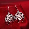 New 925 Sterling Silver Earrings For Women High Quality Jewelry Hollow Carved Round Tree Christmas Gifts