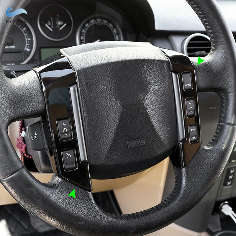 ABS Golssy Black Car Accessories Steering Wheel Button Cover Trim For Land Rover Discovery 3 LR3 Range Rover Sport Freelander