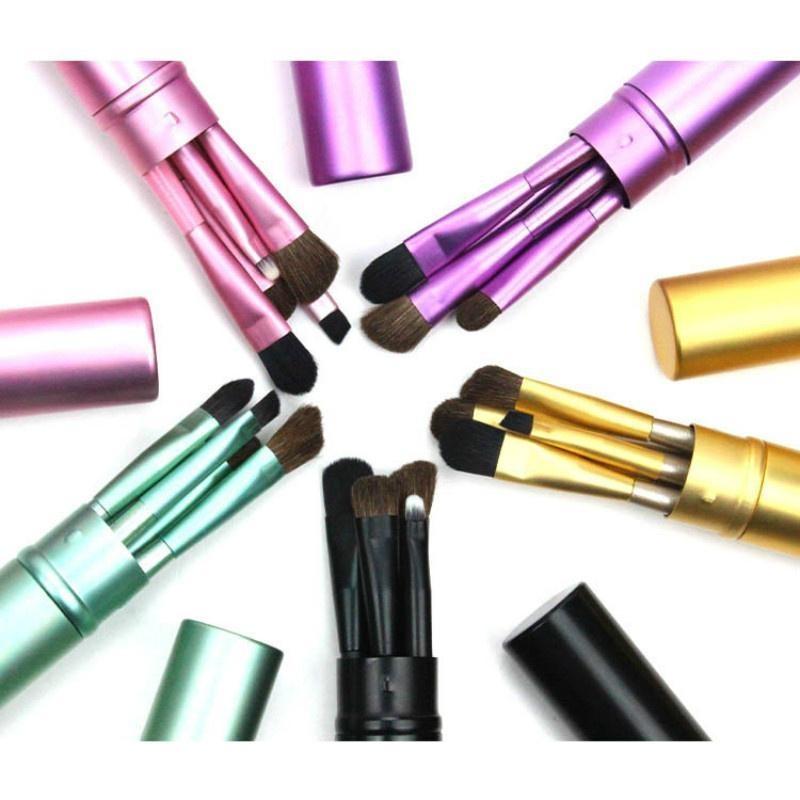 5PCS/ Set Cylinder Wooden Handle Eye Shadow Makeup Brush Small Set Brush 5 Eye Brush Makeup Pen Beauty Makeup Tools