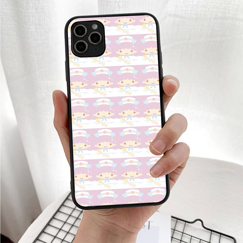 Чехол для iPhone 16 15 Plus 14 13 12 11 Pro 8 7 6S 6 SE 5S X XR XS Max Realme C30 C33 C31 9I Black Sofe Cover LI16 Little Twin Stars