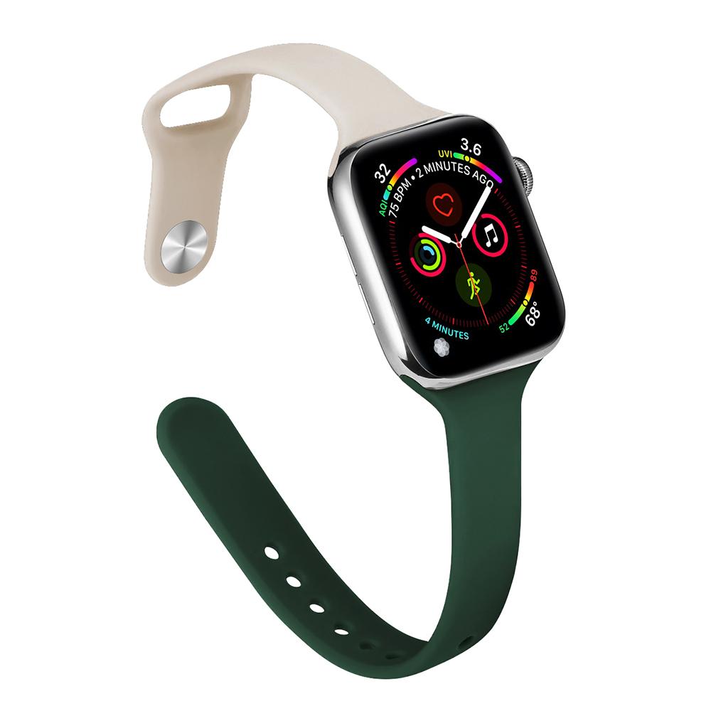 Ремешок для Apple Watch Band 40 мм, 44 мм, 45 мм, 41 мм, 38 мм, 42 мм, спортивный тонкий силиконовый браслет correa iWatch Series 8 Ultra 2 SE 7 6 3 9