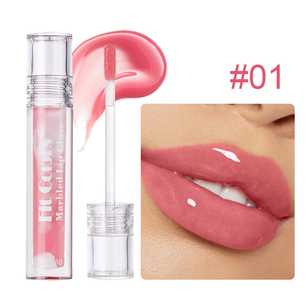 Блеск для губ Fit Colors с мраморным эффектом, 5 ярких оттенков, Увлажняющая стойкая жидкая помада, Нелипкая формула