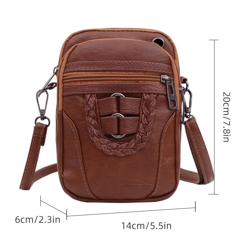 PU Leather Small Women Shoulder Bag Vintage Crossbody Bag Cash Purse Cell Phone Bag Soft Handbag Purse
