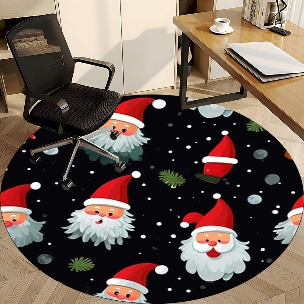 1pc Christmas Santa Claus Chair Carpet for Office Non-Slip,  Machine Washable Rug for Office, Room - Polyester, Machine Made yy251029237