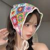Triangle Headband French Pastoral Style Knitted Crochet Flower Strawberry Headscarf Hat Knitted Girls Handmade Crochet Towel