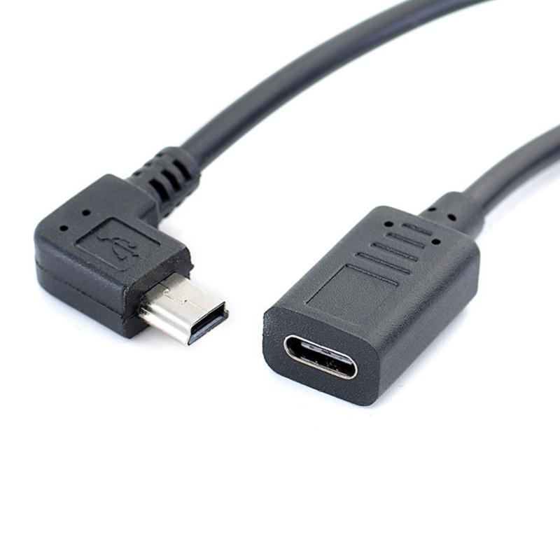 Мини USB (папа) на Type C (мама) Кабель для зарядки и синхронизации Стандартный USB C Мини-USB Шнур для зарядки 27 см