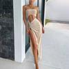 Элегантное женское платье без бретелек с разрезом, сексуальное, модное летнее облегающее платье с высокой талией, нестандартное вечернее платье для вечеринок и клуба, без рукавов, женские платья 1079