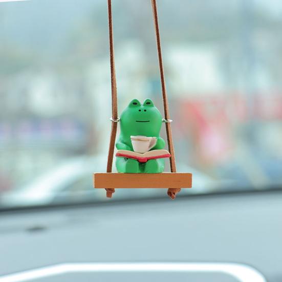 Подвесное украшение, очаровательное украшение в виде мультяшной лягушки со шнурком, легкое вешание, украшение для зеркала заднего вида, подвеска для салона автомобиля