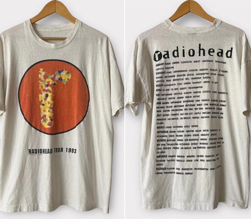 1993 Radiohead белая футболка с коротким рукавом 2 стороны классическая футболка