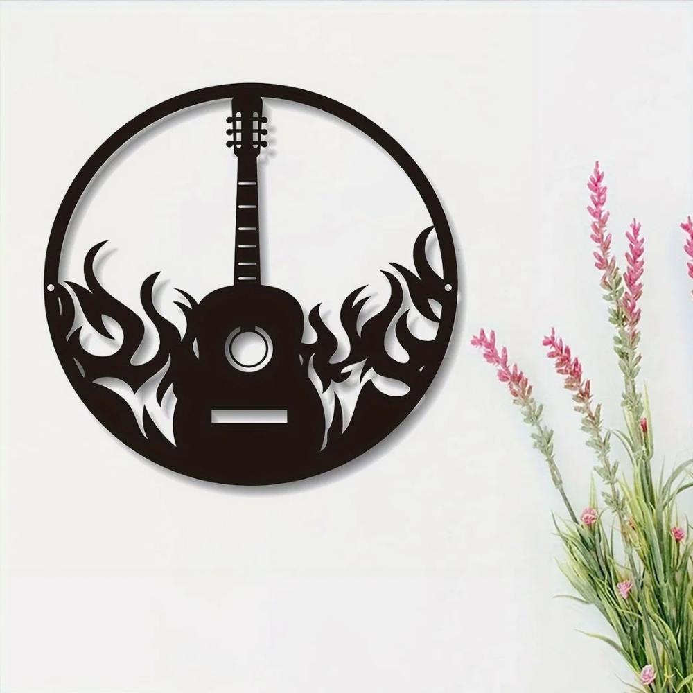 1 шт. Гитара настенное искусство, гитара металлический знак, гитарист подарочный оркестр, декор комнаты музыкальный инструмент знак, современный настенный декор