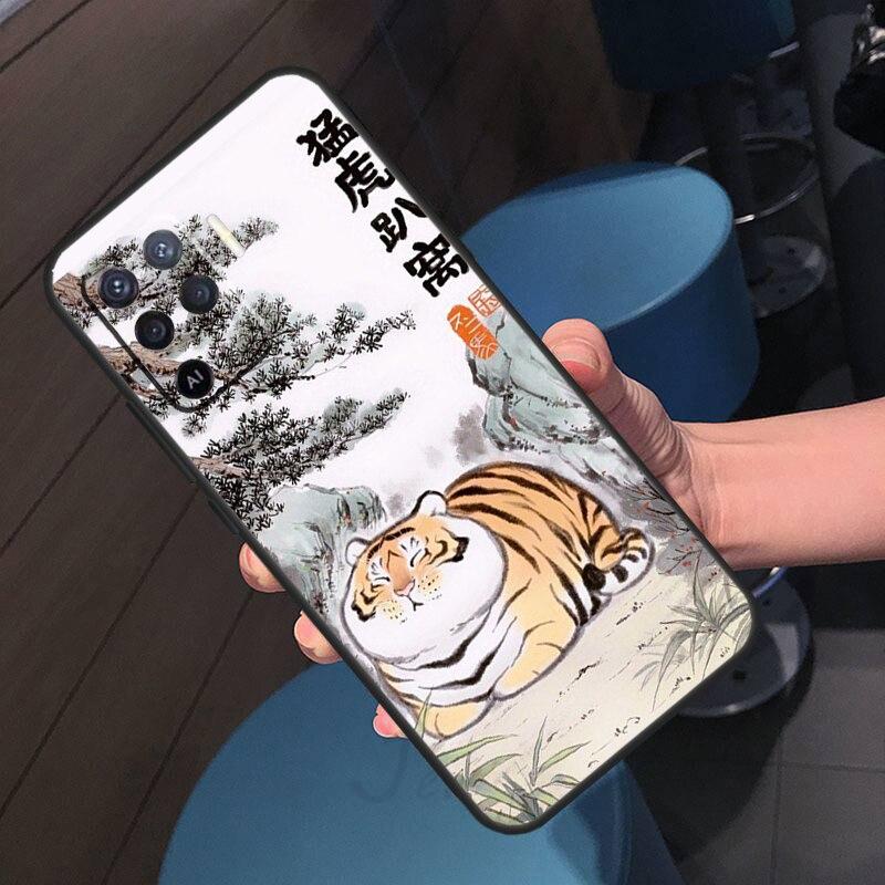 Чехол с милым толстым тигром для OPPO A52 A72 A92 A54 A74 A94 A3S A5S A5 A9 A31 A53 A83 A91 A93 A1K A15 A16