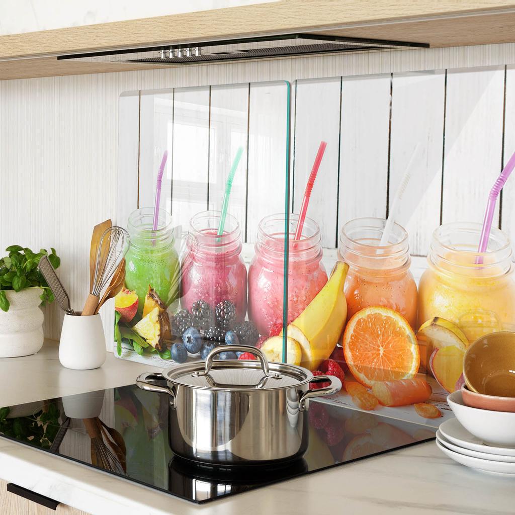 Glass Kitchen Serving Boards with Graphics for Fruit Cocktails 2x40x52 cm
