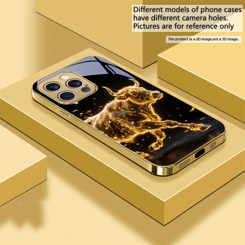 Золотой Дракон Тотем Для IPhone 17Pro Max 16 17 Pro 15 Pro 14 13 Plus 12 Mini 11Pro Max XR 16E 17Air Золотой стеклянный чехол для телефона