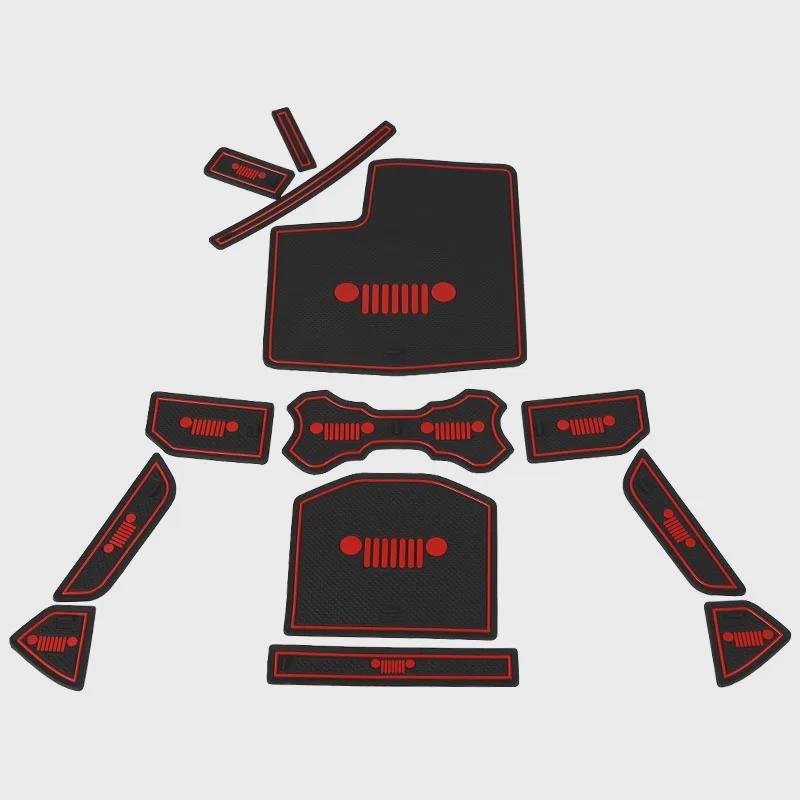 Для Wrangler JL 2018-2023 Автомобильные резиновые коврики для салона Автомобильные аксессуары в стиле Красный и белый