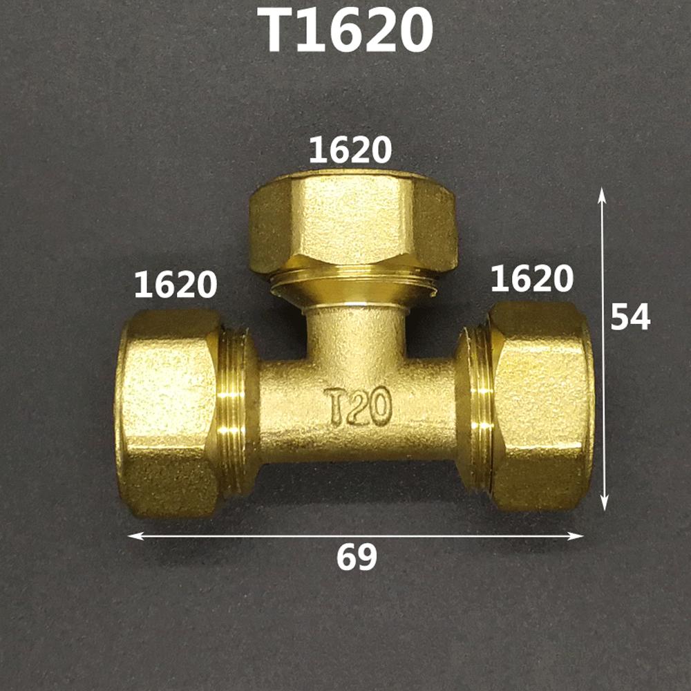 Латунный компрессионный тройник для труб Pex 1216/1418/1620/2026/2632 Равнопроходные и переходные фитинги для алюминиево-пластиковых труб для напольного отопления