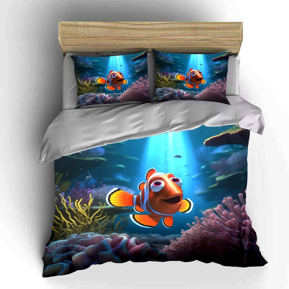 Underwater Clownfish Bedding Set Bedding set (1 duvet cover, 2 pillowcases, duvet not included)