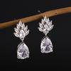 ZAKOL New Leaf Water Drop Zircon Dangle Earrings for Women Luxury European and American Bridal Wedding Zircon