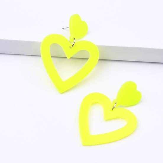 1 пара серег-гвоздиков в форме сердца, акриловые серьги-подвески, гипоаллергенные, красочные, простые для