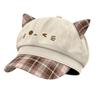 Cat Ear Baseball Cap Warm Newspaper Hat Casual Painter Cap  for Women Girls