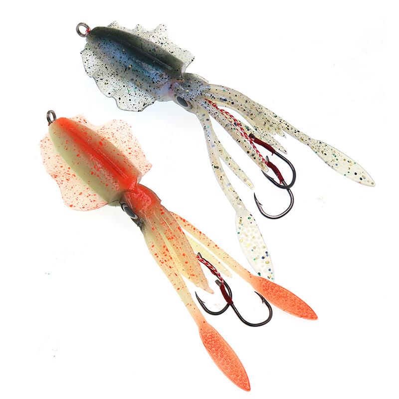 60g Octopus 15cm Soft Squid Skirts Artificial Bait with Hook Trolling Hard Fishing Lure for Tuna Salmon Bream Made ABS PVC Metal