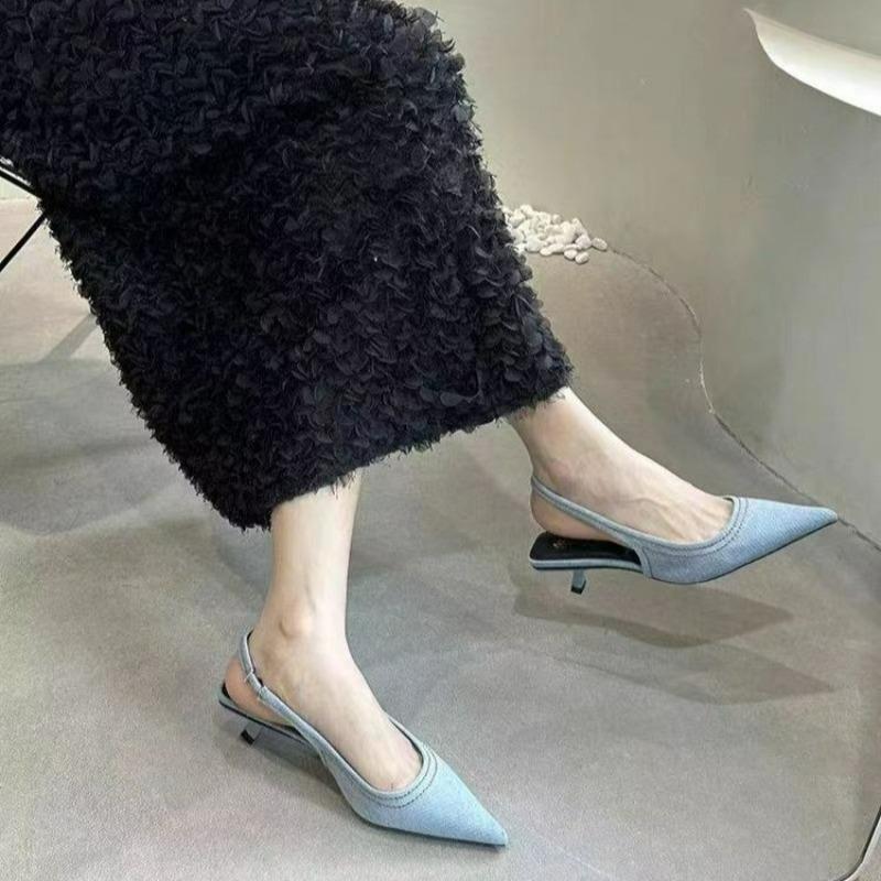 Новый Дизайнерский Летний Деним Женские Сандалии Модные Неглубокие Шлепанцы Сандалии-Слингбэки Женские Уличные Платье Гладиаторские Туфли-Лодочки