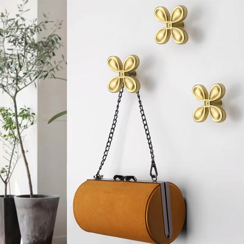 1Pc Drawer Door Handle Bright Silver Leaf Clover Luxury Brass Handle French Cabinet Full Copper Wardrobe