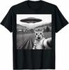 Funny Cat Selfie with Alien UFO Cat Lover Gifts for Unisex Men Women Kids TShirt