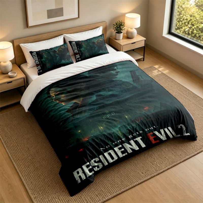 3Pcs Bedding SetResident Evil Soft Bed Sheet and Two Pillowcases Home Bedroom Decor