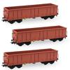 3 Cars HO Gauge 40ft Brown High Cube Open Car (Open Car) 1:87 Gondola Wagon Train Vehicle Truck Model Train Transport Freight Train Set Railway Model
