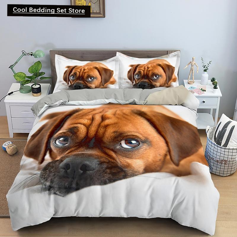 Animal Dog Duvet Cover King Queen Size Kids Cute Pet Puppy Them Bedding Set Corgi Golden Retriever 2/3pcs Polyester Quilt Cover
