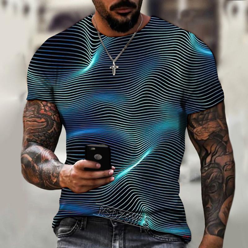 Men's Summer Short-sleeved Technology Whirlpool Digital Information 3d Printed T-shirt